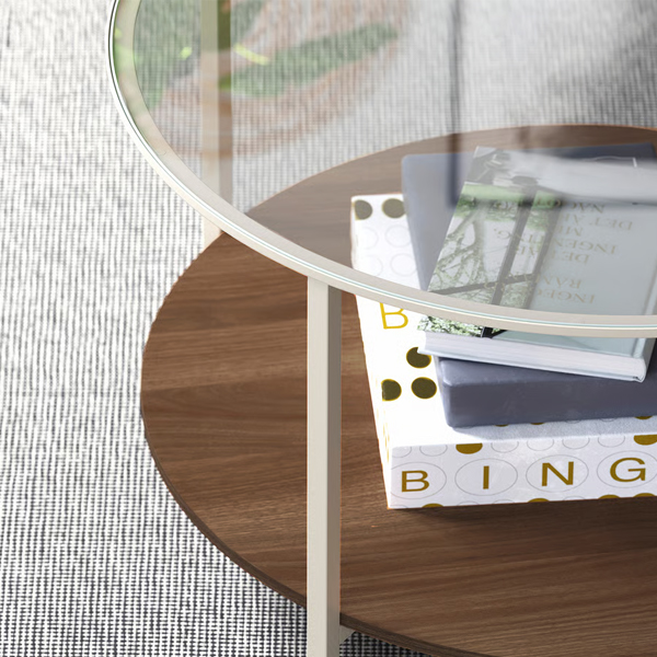 VITTSJO 75cm Stočić za kafu, svijetlobež/staklo