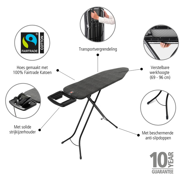 DASKA ZA PEGLANJE B 124x38cm - Denim Black, SSIR