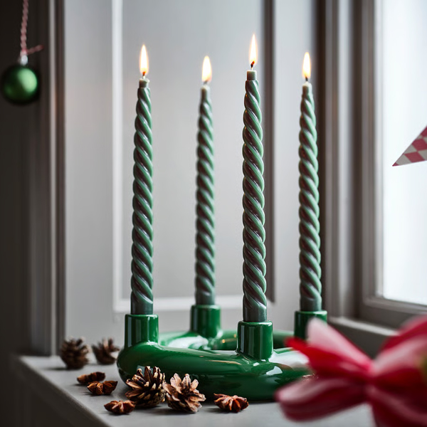 VINTERFINT 25 cm Kupasta svijeća bez mirisa, spiralno zelena