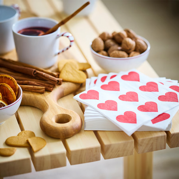 VINTERFINT 33x33cm Papirna salveta, srce bijela/crvena