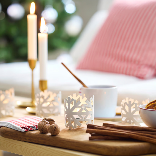 VINTERFINT Držač za čajnu svjećicu, bijela, 8 cm