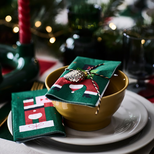 VINTERFINT 33x33cm Papirna salveta, dezen Deda Mraza, zelena