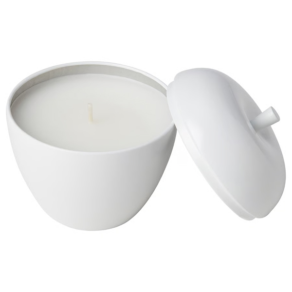 VINTERFINT Mirisna svijeća u konzervi, oblik jabuke/Vanila bijela, 24 h