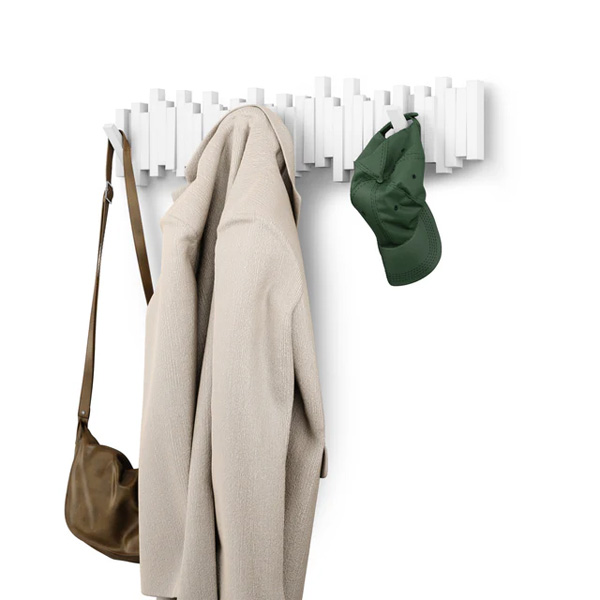 STICKS zidni vješaonik sa 8 kuka, bijela