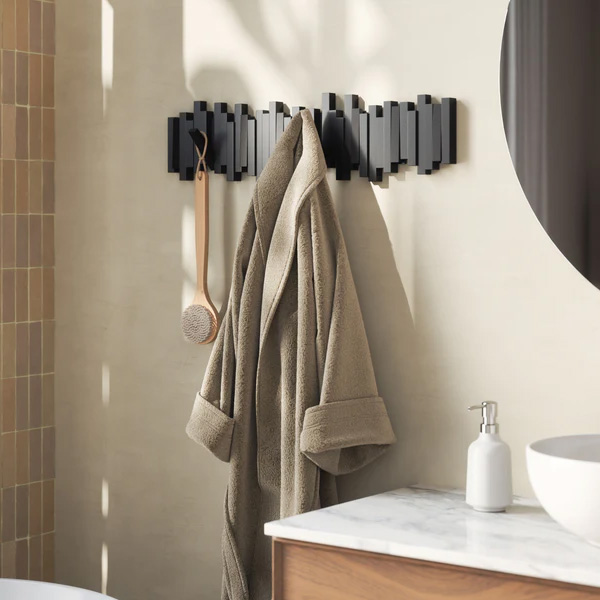 STICKS zidni vješaonik sa 8 kuka, crna