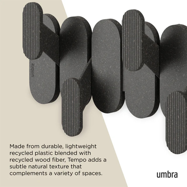 TEMPO zidni vješaonik sa 6 kuka, crna