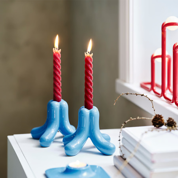 VINTERFINT 25cm Kupasta svijeća bez mirisa, spiralno crvena