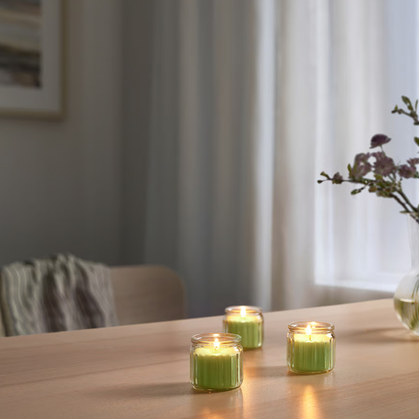 LOVSKOGSLUND Mirisna svijeća u čaši, jabuka/svijetlozelena, 12 h