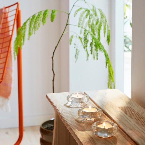 BLADFAGEL Držač za čajnu svijećicu, bistro staklo, 3 cm