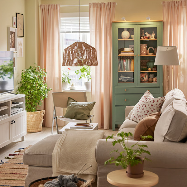 LENDA 140x300cm Zavjese sa vezicama, 1 par, svijetloroze/s trakom za nabiranje