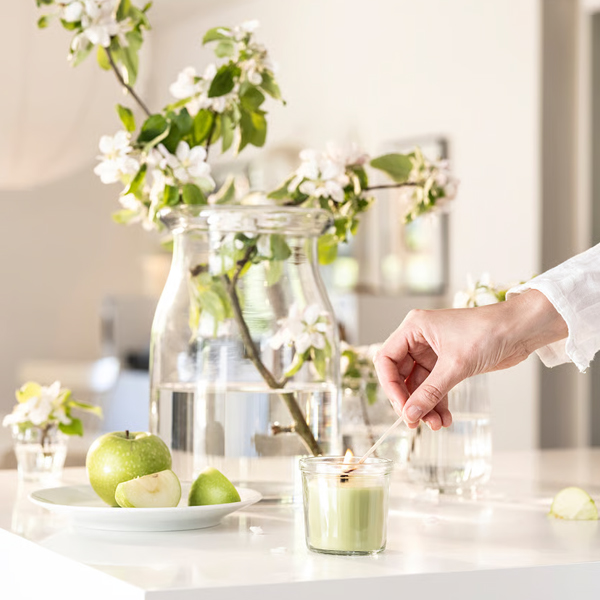 LOVSKOGSLUND Mirisna svijeća u čaši, jabuka/svijetlozelena, 20 h