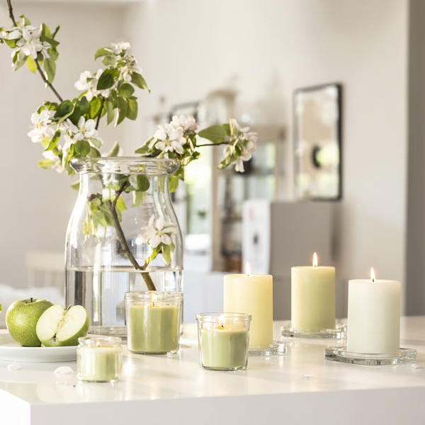 LOVSKOGSLUND Mirisna svijeća u čaši, jabuka/svijetlozelena, 20 h