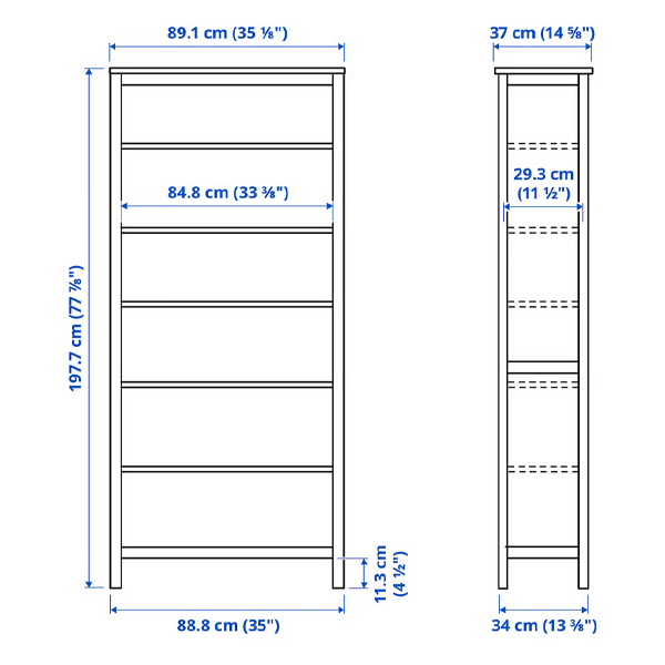 HEMNES 90x197cm Biblioteka, sivozelena/svijetlosmeđe bajcovano