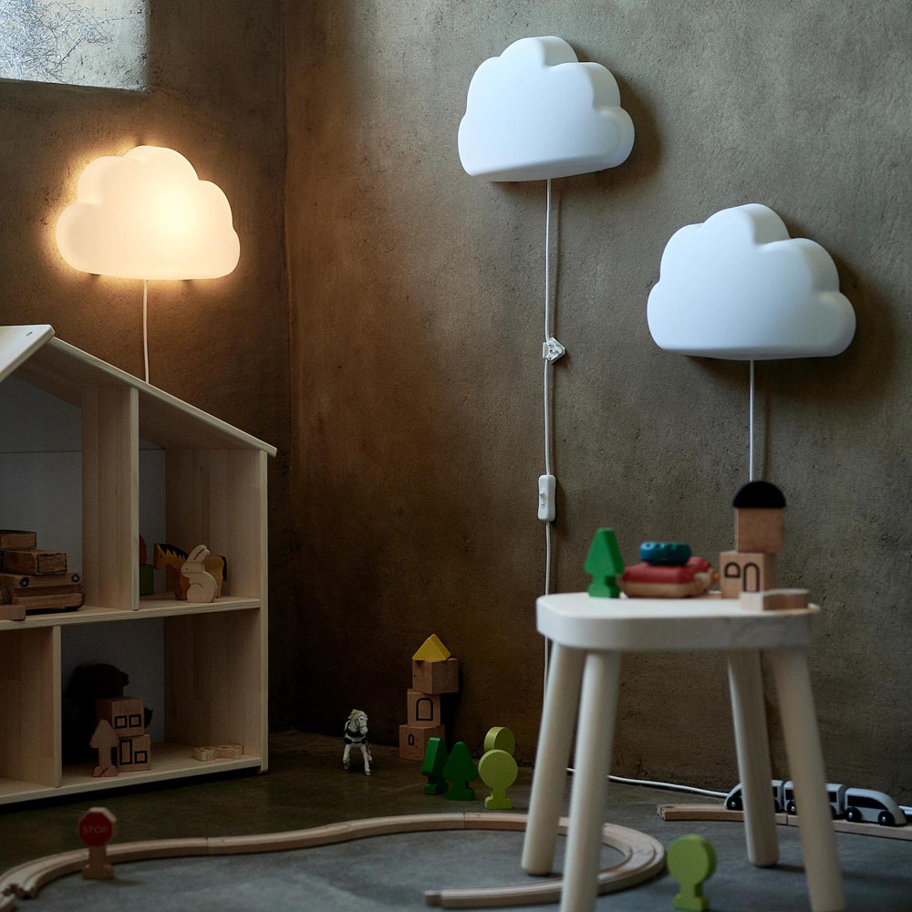 UPPLYST LED djecja zidna lampa, bijela/oblak