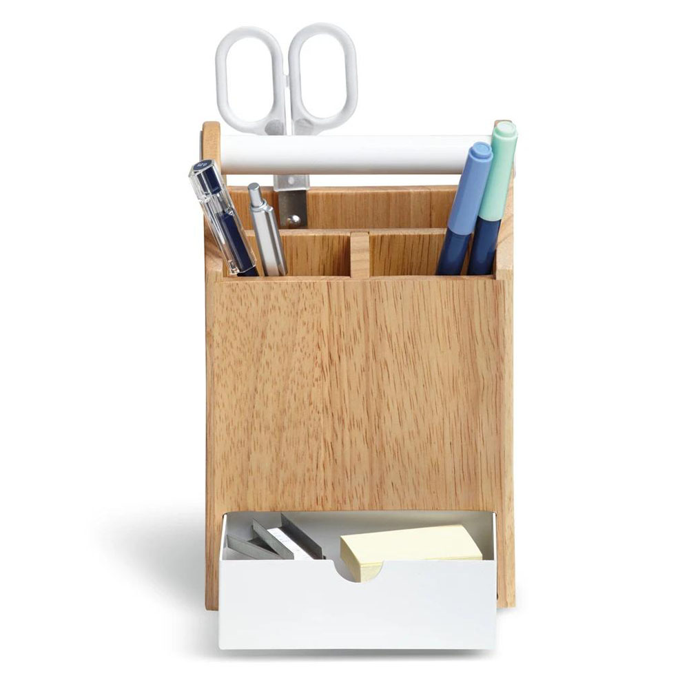 TOTO TALL organizator, bijela/svijetlo drvo