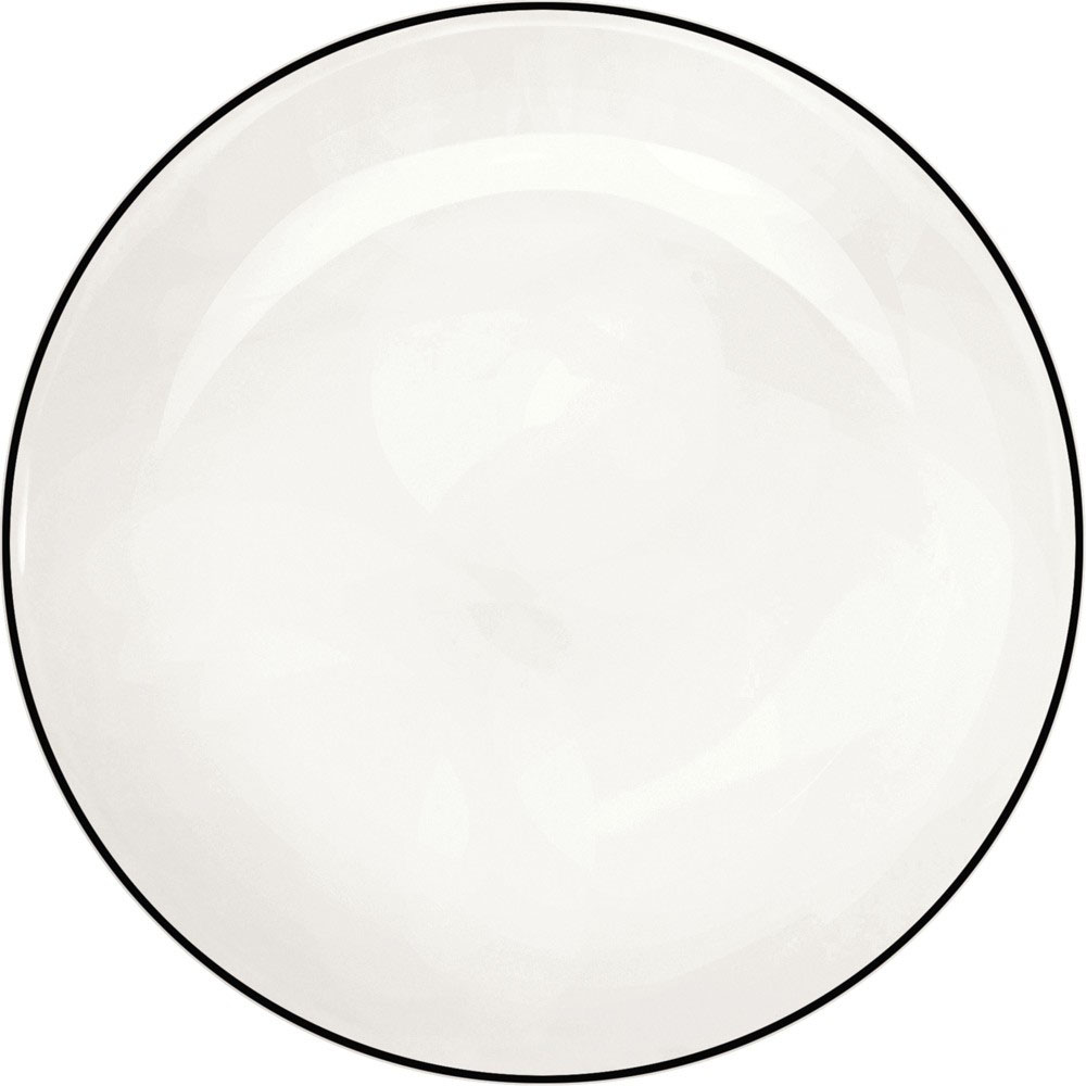 LIGNE NOIRE 21cm desertni tanjir, bijela/crna