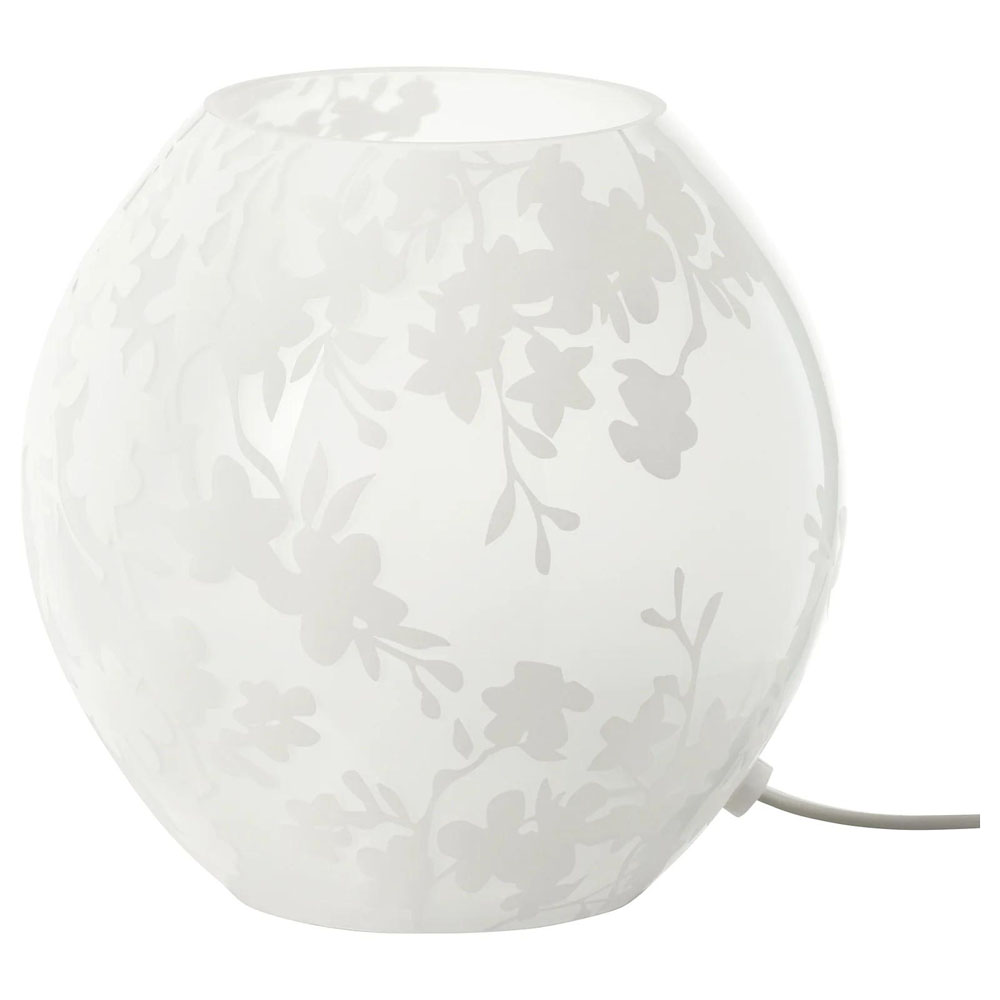 KNUBBIG 18cm stona lampa, cvijet trešnje/bijela