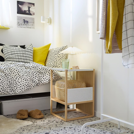 GILLERSBERG 39x39x56cm Noćni stočić, bambus/bijela