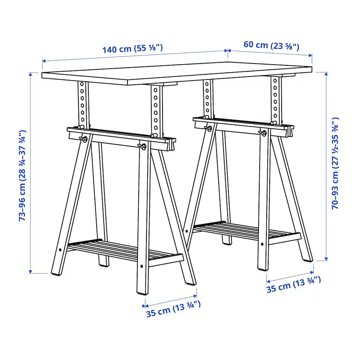 *LAGKAPTEN/MITTBACK 140x60cm radni sto, bijela/breza*