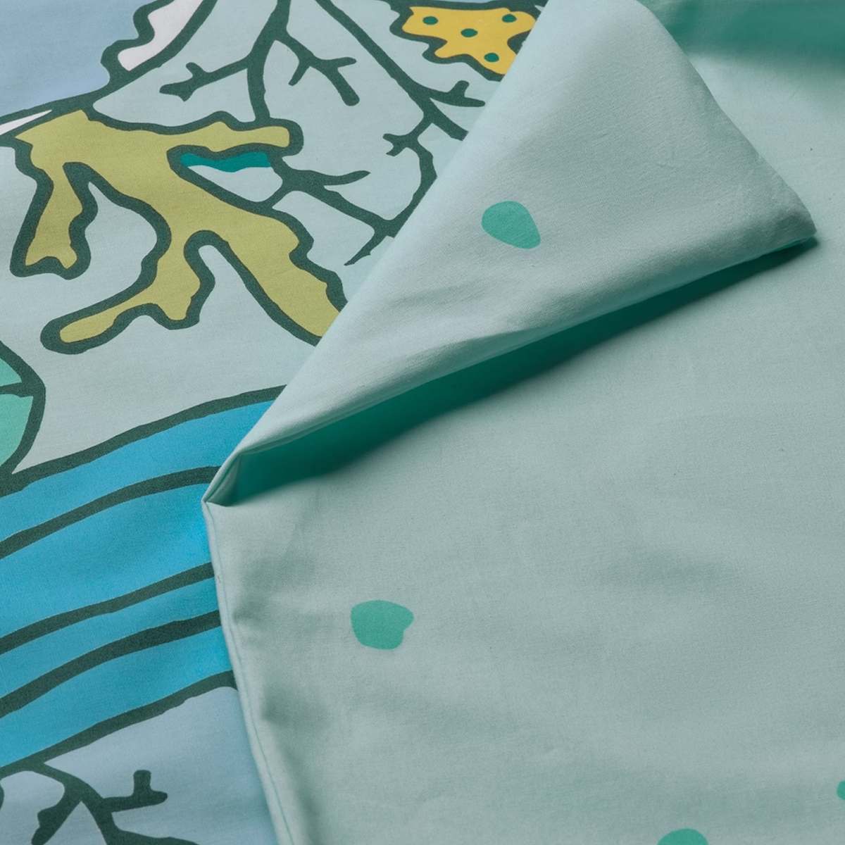 BLAVINGAD 150x200/50x60cm djecja posteljina, kornjace/tirkizna