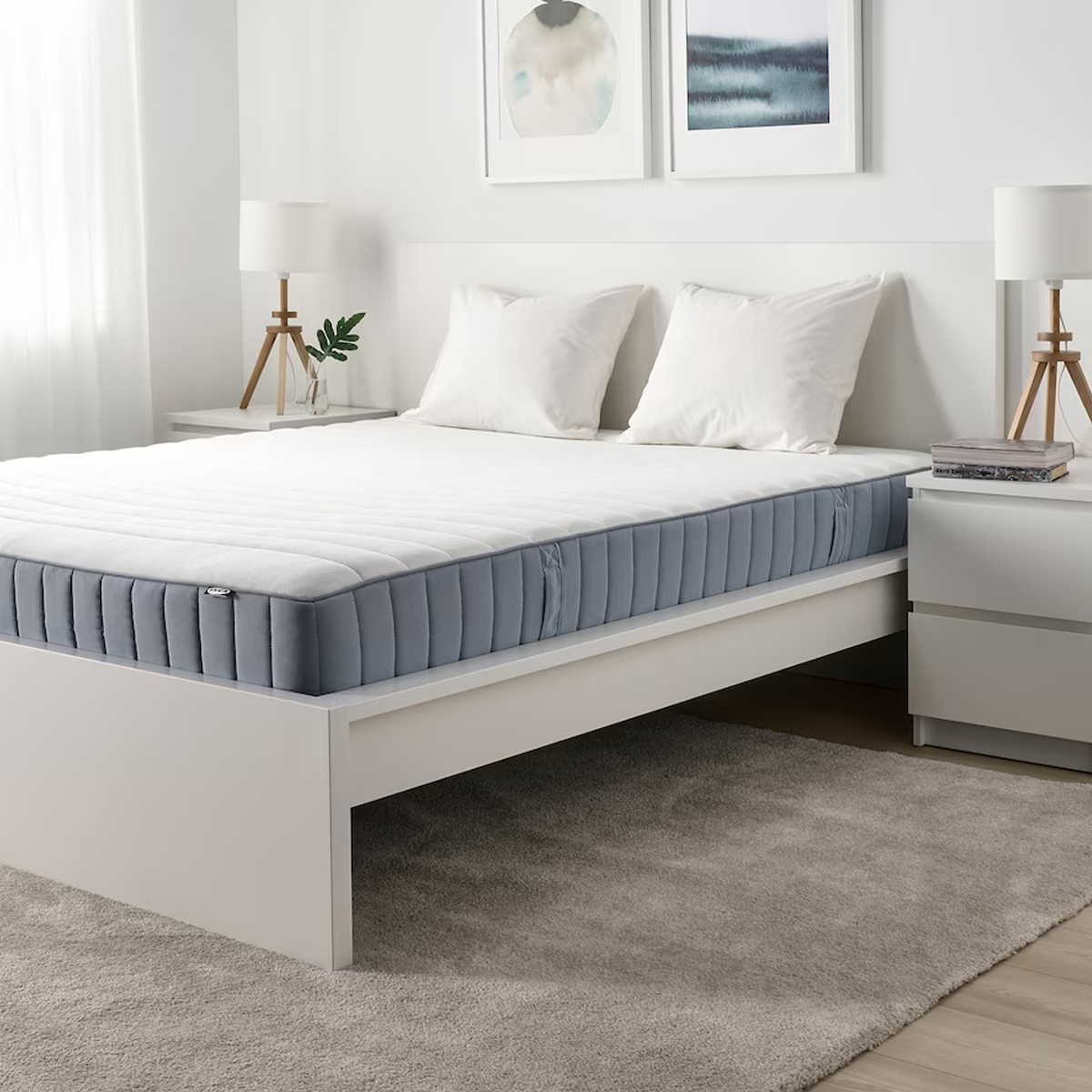 VALEVAG 160x200cm tvrdi dusek sa oprugama u dzepu, svijetloplava