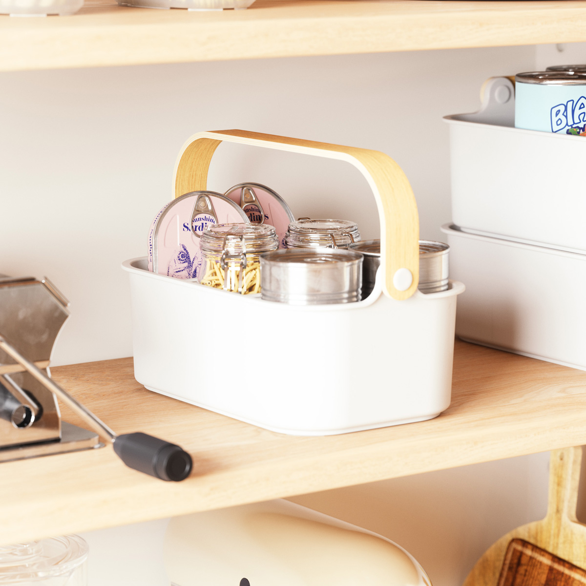 BELLWOOD kuhinjski organizator L, bijela/svijetlo drvo