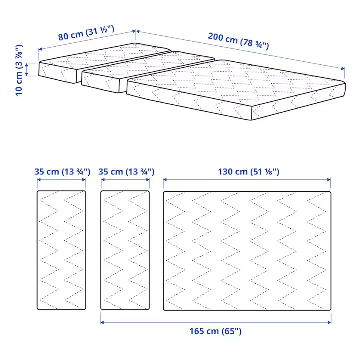 VIMSIG 80x200cm dusek od pjene za produzivi krevet