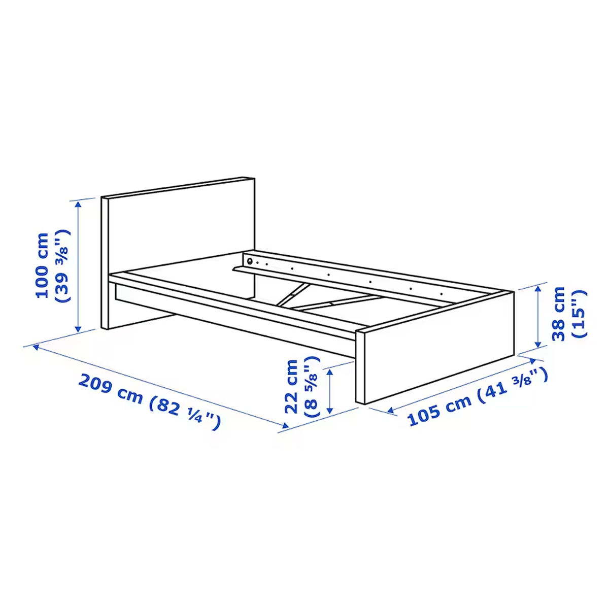 MALM 90x200cm krevet sa letvicama, bijela