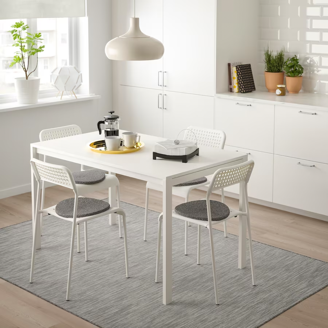 *MELLTORP/ADDE 125x75cm trpezarijski sto i 4 stolice, bijela
