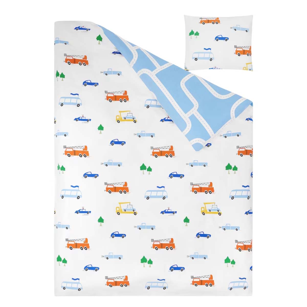 BERGFINK 150x200/50x60cm set posteljine s vrecom, raznobojno sara vozila/puteva