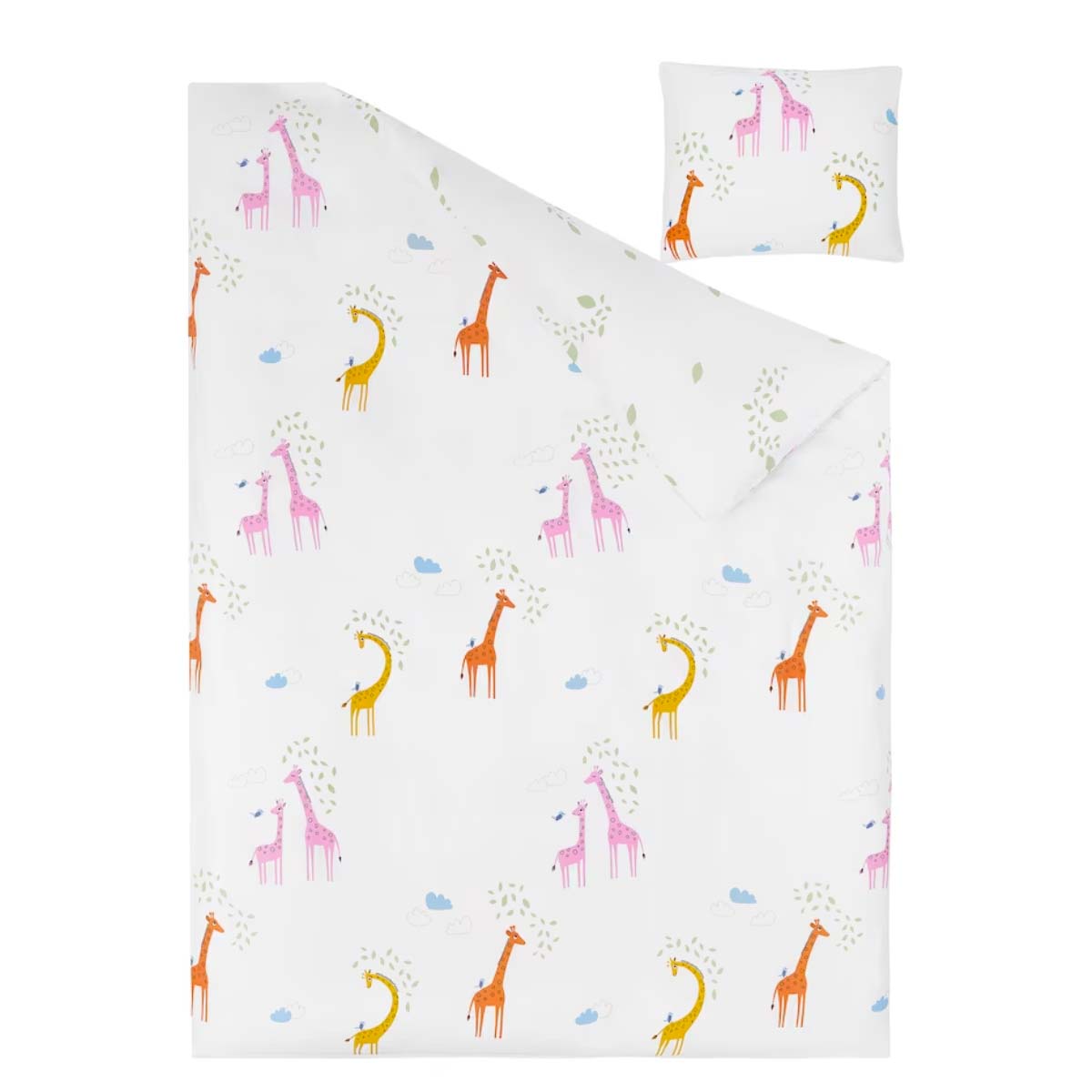 BERGFINK 150x200/50x60cm set posteljine s vrecom, zelena zirafa