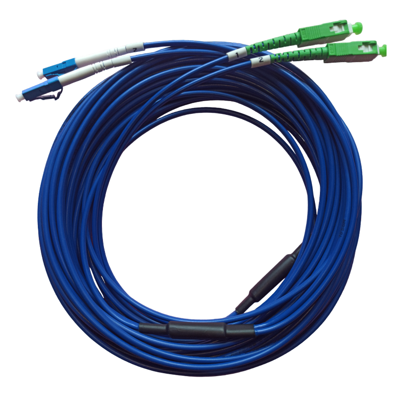 Armored Fiber Patchcord, Singlemode, Duplex LC/PC - SC/APC, 15m