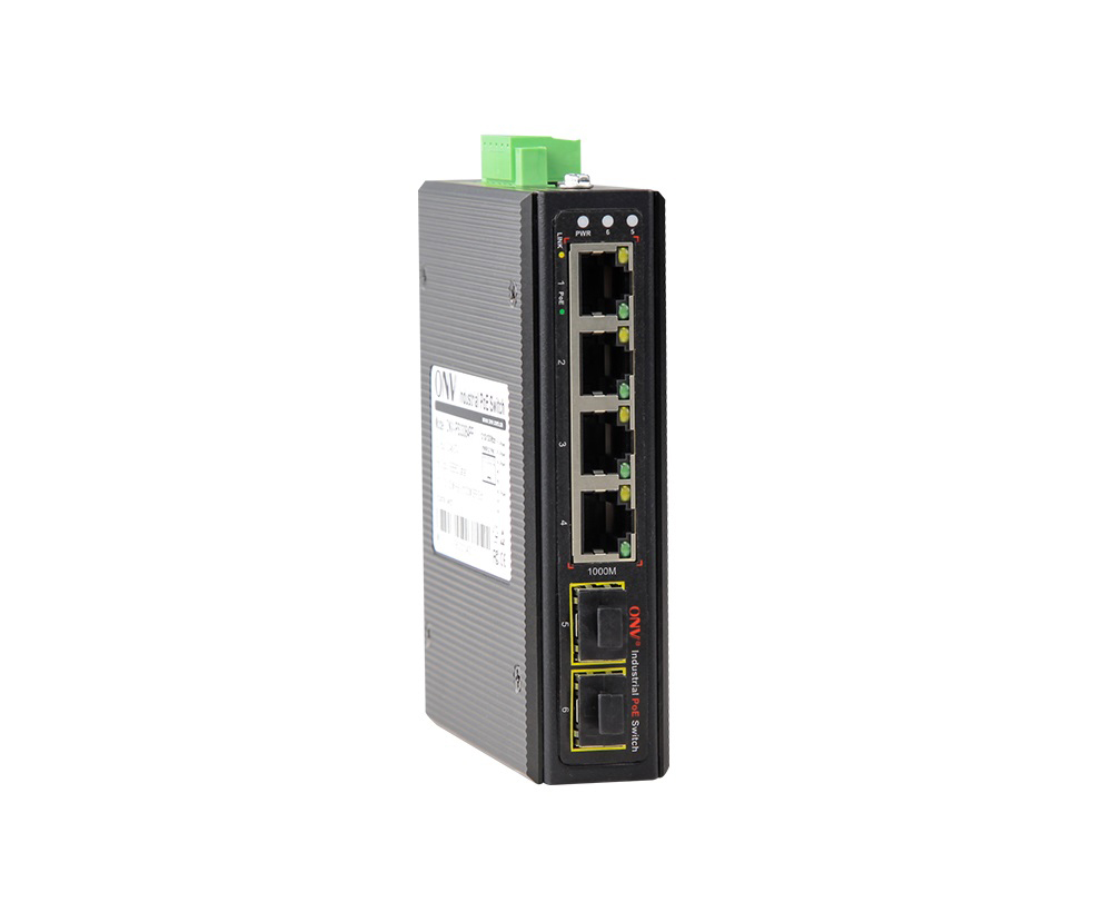 Full Gigabit 6-port industrial unmanaged PoE fiber switch