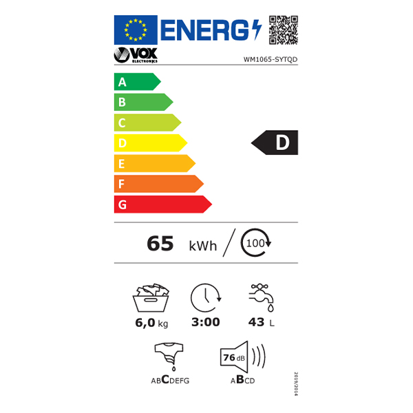 Veš mašina Vox WM1065-SYTQD 6kg/1000rpm