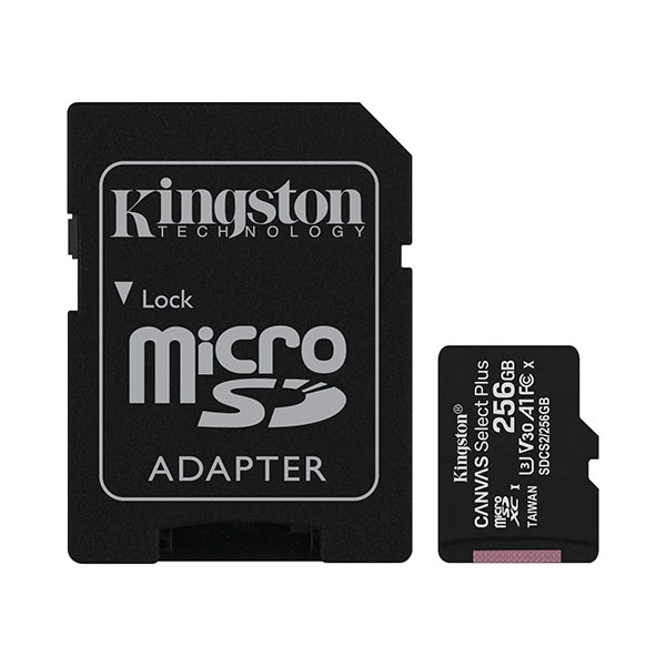 Micro SDXC Kingston 256GB Canvas SelectPlus C10 + SD SDCS2/256GB