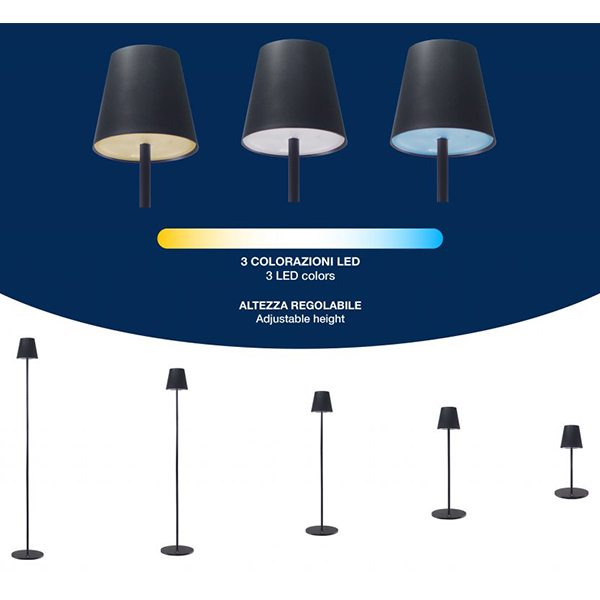 Lampa podesive visine Beper P201UTP401 bežična podna (Black)