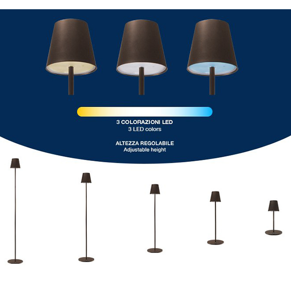 Lampa podesive visine Beper P201UTP403 bežična podna (Corten)