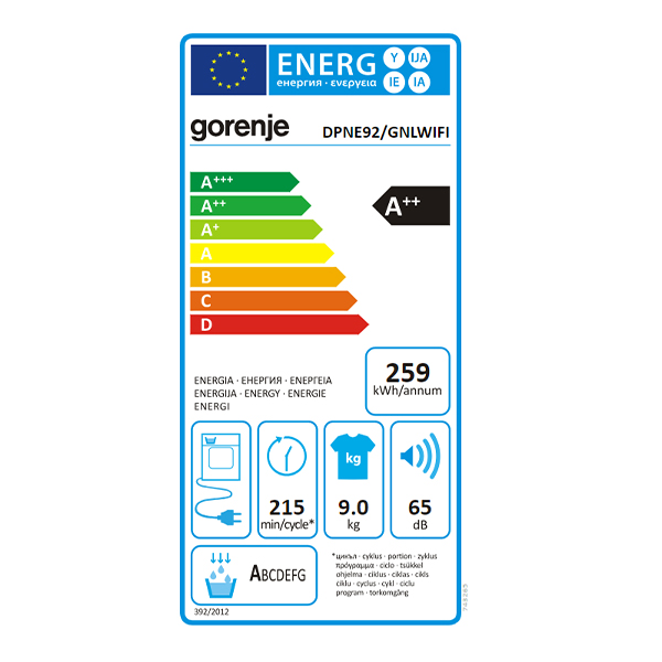 Mašina za sušenje veša Gorenje DPNE92/GNLWIFI-743265 9kg/toplotna pumpa/WiFi/