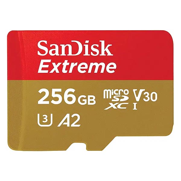 MicroSD SanDisk 256GB Extreme SDXC SDSQXAV-256G-GN+SD adapter