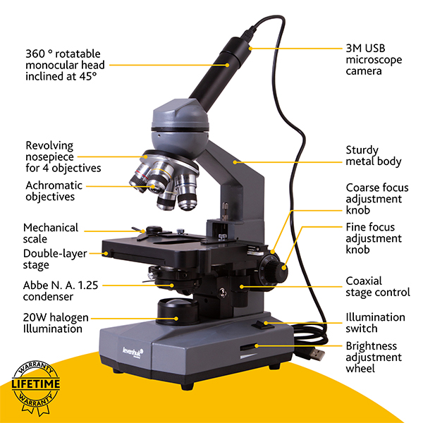 Mikroskop Levenhuk D320L BASE 3M Digital Monocular Microscope (73812)