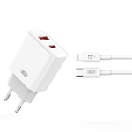 Punjač zidni XO CE12 PD QC3.0 20W 1x USB 1x USB-C white + USB-C - Lightning cable GSM172932