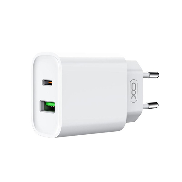 Punjač zidni XO CE02A PD 20W QC 3.0 18W 1x USB/1x USB-C white + USB-C/USB-C kabl GSM177825