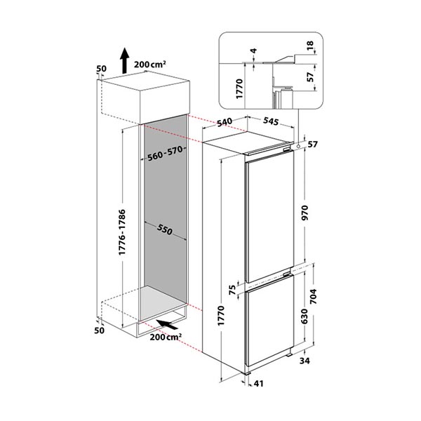 Ugradni kombinovani hladnjak Indesit BI 18A2 D/I