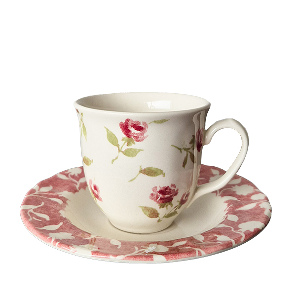 Šoljice za kafu Fina kuća SET/6 160ml Flower Rose tamno crvene ruže/roza tacna Šoljice za kafu Fina kuća SET/6 160ml Flower Rose tamno crvene ruže/roza tacna