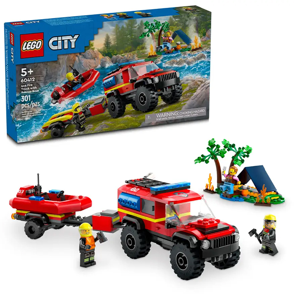 LEGO City 4x4 Fire Truck with Rescue Boat (60412)