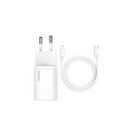 Baseus wall charger Super Si PD 20W 1x USB-C white + USB-C - Lightning cable BRA010571