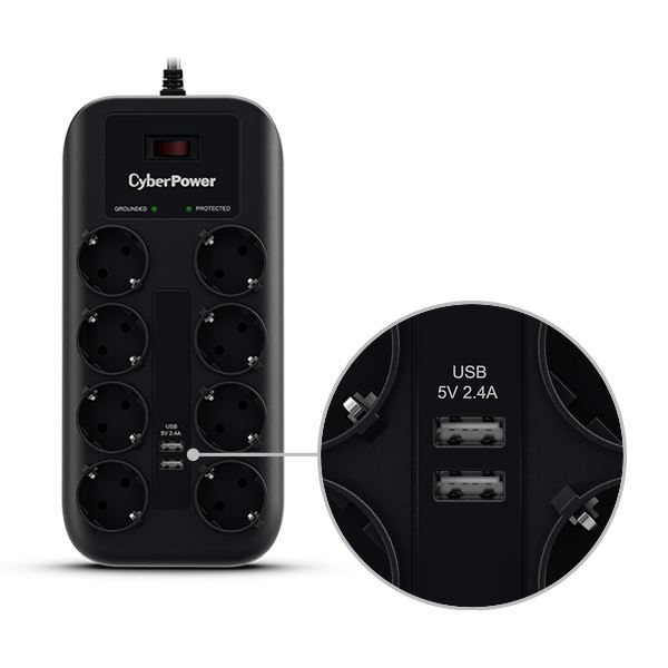 Produžni kabl CyberPower P0820SUF0 8ut/1.8m/2xUSB