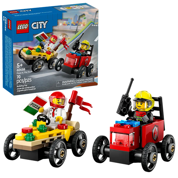 LEGO City Pizza vs. Fire Truck Race Car Pack (60458)