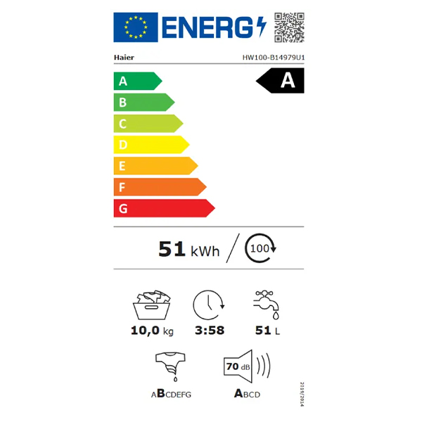 Veš mašina Haier HW100-B14979NU1S I-Pro 7 Plus 10kg/1400rpm