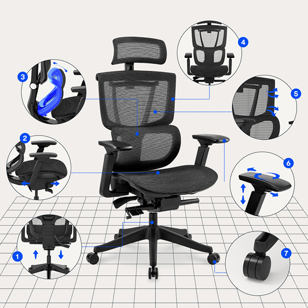 Radna ergonomska kancelarijska stolica Loctek Flexispot C7